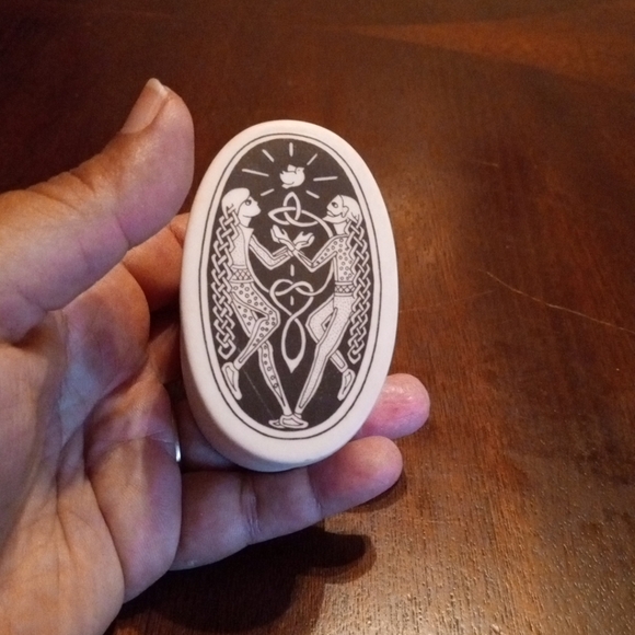 Touchstone Pottery 3" Hieroglyphic Trinket Box - Picture 2 of 5